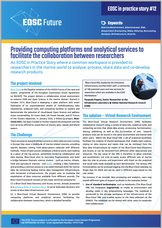 Blue-Cloud Virtual Research Environment - EOSC in practice story