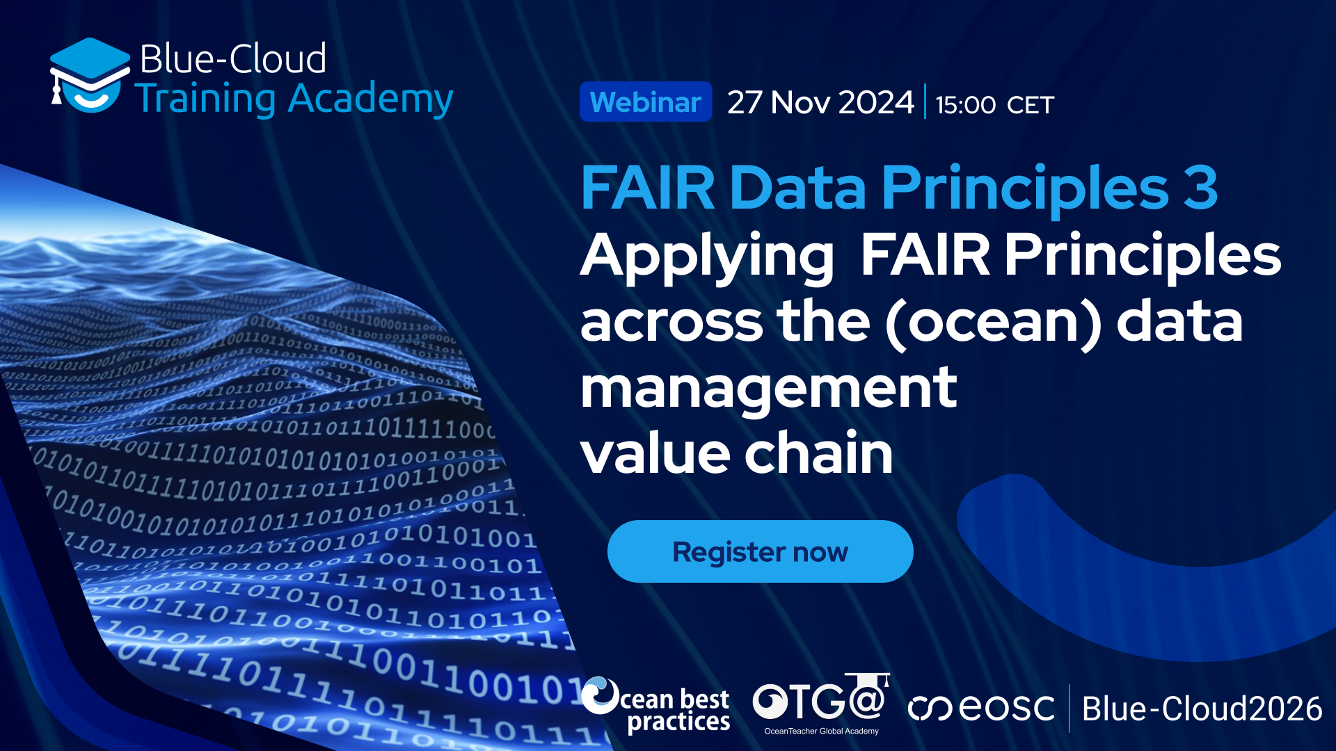 Webinar FAIR Data Principles 3 | Applying  FAIR Principles across the (ocean) data management value chain