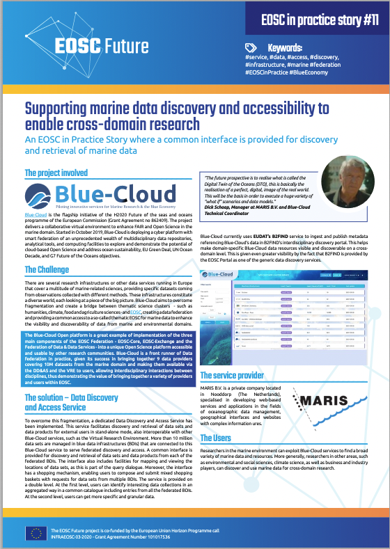 Supporting marine Data Discovery & Access to enable cross-domain research - EOSC in practice story