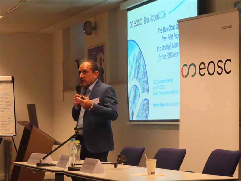 Pasquale Pagano presenting Blue-Cloud at the EOSC Coordination Meeting in Brussels, June 2025