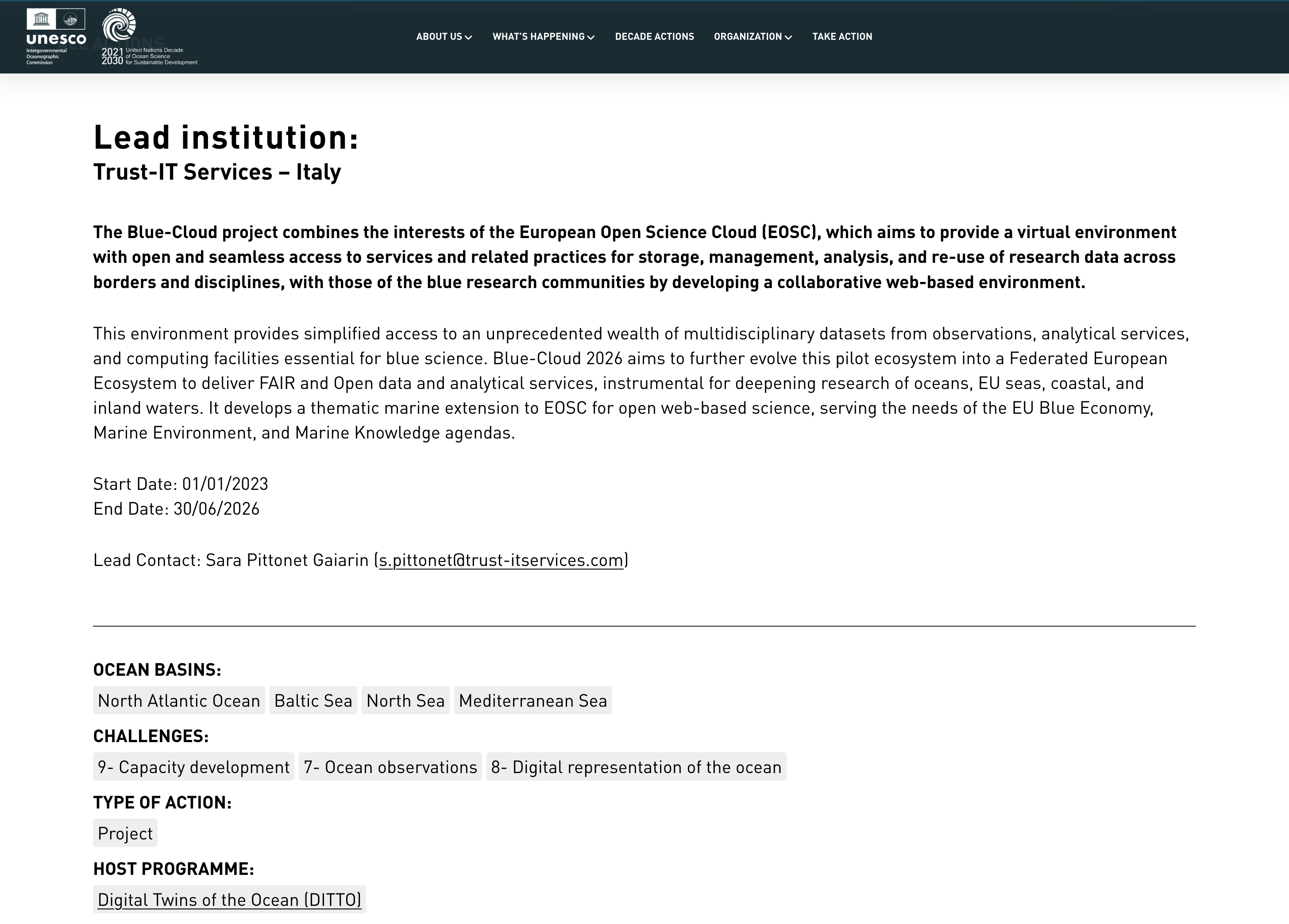 Blue-Cloud UN Ocean Decade endorsed Action
